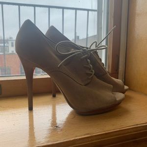 Kors Michael Kors peep toe suede heels.